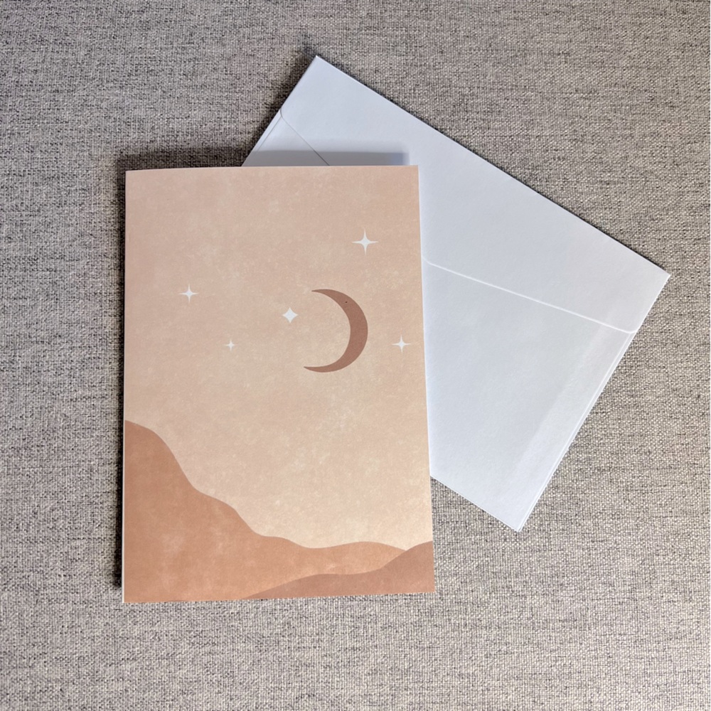 Boho Landscape Greeting Card - Starry Night 01 - w/envelope blank inside